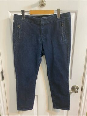 Ann Taylor LOFT Modern Crop Stretch Dark Denim Capri Jeans Womens Size 10 Spring